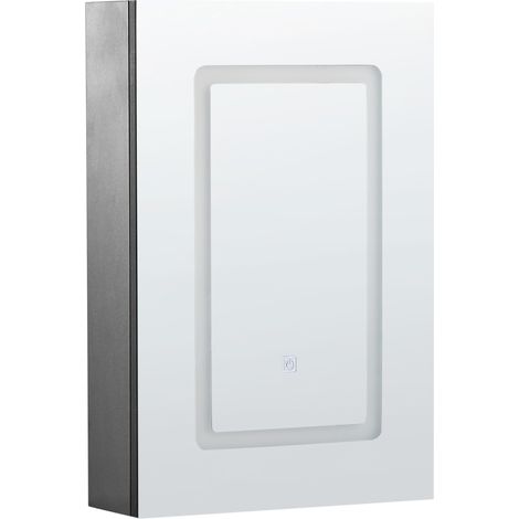 Mueble de baño LED con espejo 40 x 60 cm almacenaje minimalista moderno negro Condor