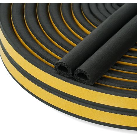 Bande de Joint D-Profil, Joint d'Étanchéité Porte, Joint Fenetre Isolation avec Forte Adhérence, Isoler du Bruit, Anti-collision et Anti-intempéries, 9mm x 6mm (Blanc 6M) (1/5)
