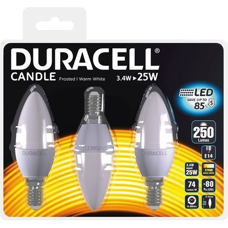 Ampolla LED Fiamma 3,4W / 25W Attacco E14 Depolie 3 pezzi - Duracell