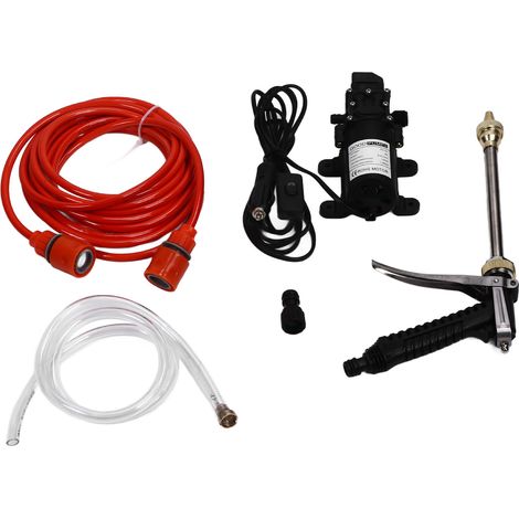Kit d'arrosage haute pression portable avec pompe à eau 12 V 100 W, filetage extérieur G1/2, pour le lavage de voiture et autres besoins. (1/5)