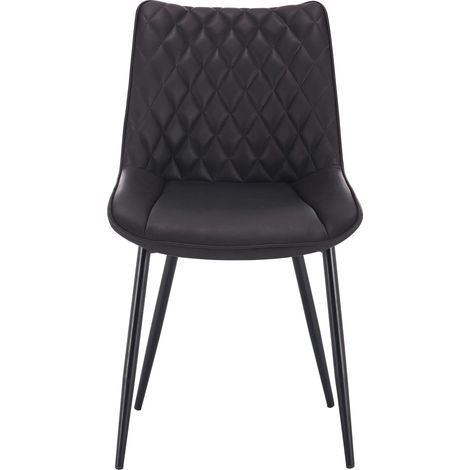 Set di 2 sedie da pranzo imbottite in similpelle antracite con gambe in metallo MODENUIT (1/5)