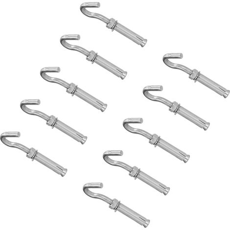 10 Crochets de dilatation en acier inoxydable, tirefonds ouverts M10 pour fixation murale béton, cheville industrielle robuste (1/5)