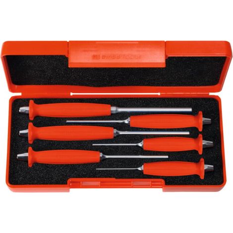 PB Swiss Tools Jeu de chasse-goupilles, avec poignée, dans une boîte en plastique ABS, 6 pièces