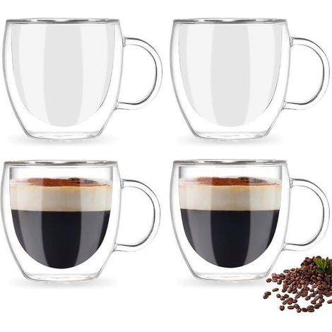 Coffret de 8 Tasse à café/Expresso/Espresso en Verre4X80ml,4X250ml. Set/Tasses à café Double paroi, Tasse Expresso Originale. (1/4)