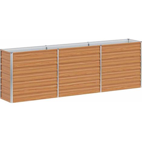 Arriate elevado Marrón Claro 240 x 40 x 77 cm Acero Galvanizado vidaXL