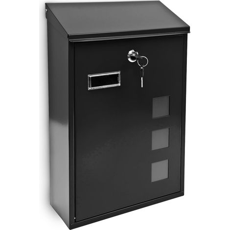 Design Briefkasten aus Metall 25x40 cm Schwarz