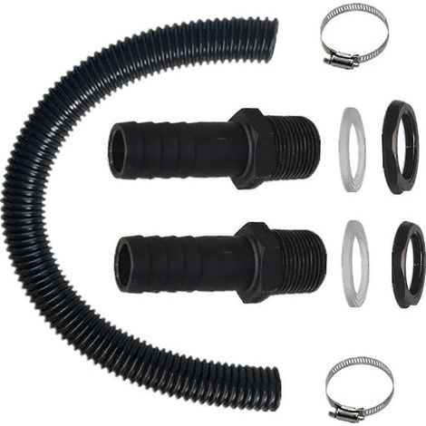 Kit de raccordement pour récupérateur d'eau de pluie comprenant un tuyau de raccordement. une bague de raccordement. un collecteur d'eau de pluie et un récupérateur d'eau de pluie C. (1/5)