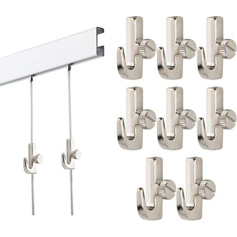 Set di 10 mini ganci a vite argentati per sistemi di binari per appendere quadri. (1/5)