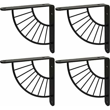 4PCS Equerre Etagere Pour Murale Noire 150×150MM Robuste Equerre Metal Etagere Support Etagere Mural Fixation pour Etagere Murale - Charge Maximale 50KG-Fei Yu (1/4)