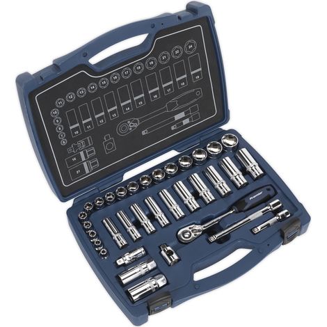 Sealey AK8991 Premier Socket Set 3/8"Sq Drive 34pc
