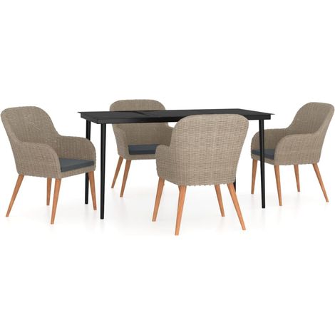 Maison Exclusive - 5-tlg. Garten-Essgruppe mit Kissen Braun