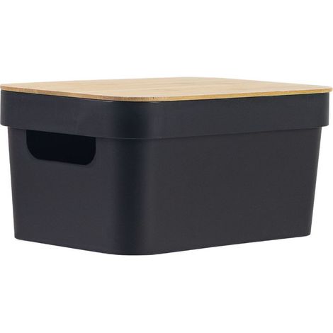 Cesta Alta de Ordenación Rectangular con Tapa Negro Zest 7house, Tamaño S, M o L