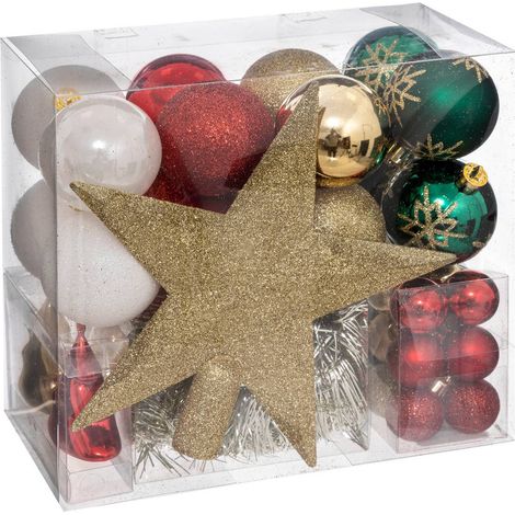 Kit albero di natale atelier des lutins 44 pezzi oro-rosso - Atmosphera créateur d'intérieur