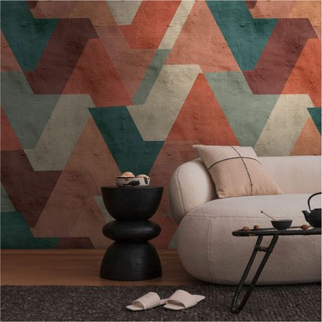 Photo wallpaper Profhome 398371 hot embossed non-woven wallpaper smooth with graphical pattern matt orange green teal red 1.59 m x 2.8 m (1/4)