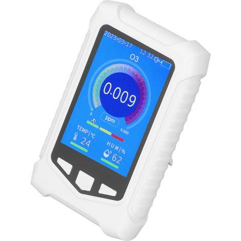 Détecteur d'ozone portatif avec charge USB, mesureur de qualité de l'air précis, moniteur de pollution sensible, écran coloré, testeur portable pour usage domestique et professionnel. (1/5)