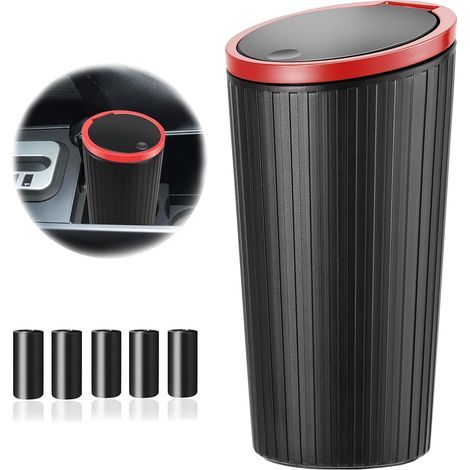 Auto-Mülleimer mit Deckel, auslaufsicher und geruchsdicht, inklusive 5 Rollen Müllbeutel, praktischer Mini-Mülleimer für Auto, Zuhause und Büro. (1/5)