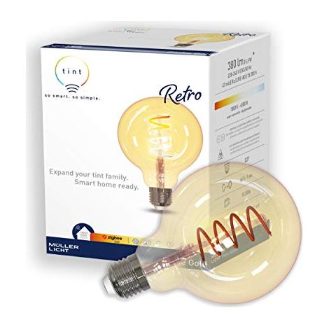 Lampadina LED singola Classe energetica: A+ (A++ - E) Müller-Licht Globe Gold retro white+ambiance 404038 GZ10 Potenza (1/4)