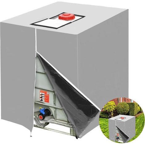 1 Bâche Réservoir IBC 1000L, Protection UV Anti-Poussière, Housse Oxford 116x100x120cm, Gris Argenté (1/5)