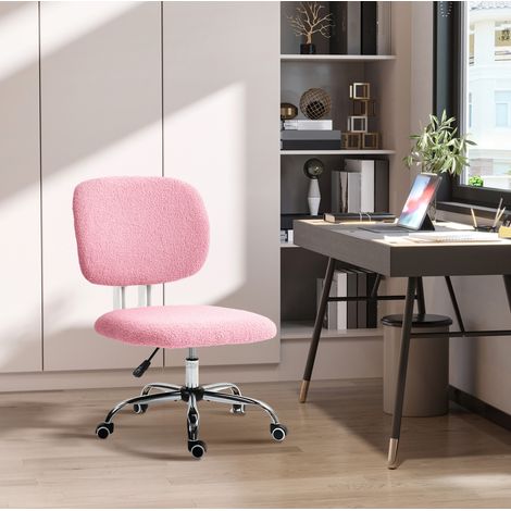 Silla de oficina de poliéster rosa, altura regulable, sin reposabrazos, 48 x 53 x 80-90 cm (1/5)