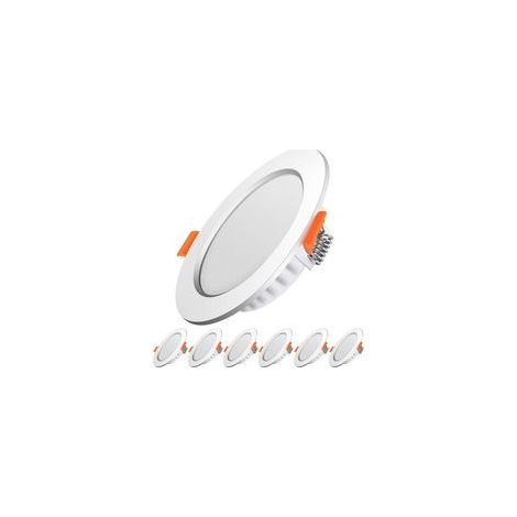 Spot LED Encastrable,Extra Plat,Spot Encastré Led Intérieur Plafond Plafonnier,Rond Ultra Slim Downlight,7W Incandescence,230V Blanc Chaud 3000K,Pour Salle de Salon,Cuisine,Lot de 6