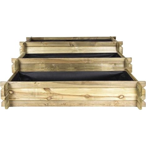 Fioriera Quadrata, Cesto per Fiori, Fioriera per piante in legno impregnato, 3 altezze 134x88x40 cm (1/5)
