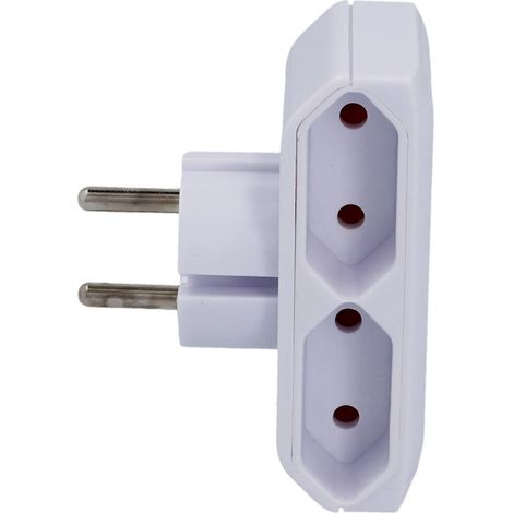 Euro-Adapter 2-fach flach weiss Reiseadapter Stromadapter Stecker (1/3)