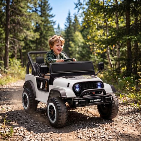 Voiture Électrique Enfants 12V Télécommande 2,4G Phares Blanc (1/5)