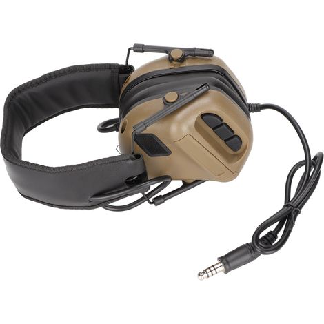 Casque militaire rétractable et pliable avec microphone pour la chasse, pour un tour de tête de 52 à 64 cm (20,5 à 25,2 pouces), couleur boue (1/5)