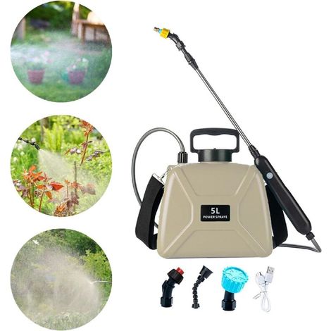 YMYNY Pulvérisateur à Pompe électrique, pulvérisateur de Jardin Portable, par USB, 5L, Sangles réglables, pulvérisateur d'eau pour Le Bain des, Jaune Sable