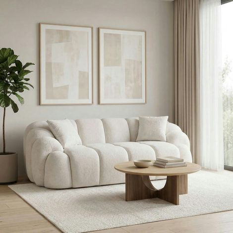 Canapé 2 places blanc écru design arrondi ONDA