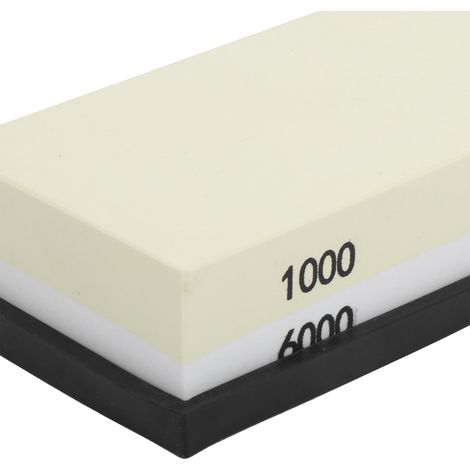 Weißer Korund-Schärfstein mit Sockel, Körnung 1000 + Körnung 6000, doppelseitiger Schärfstein für Küche/Haushalt. (1/5)