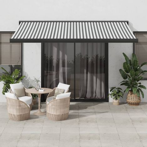 Toldo retráctil aluminio y tela gris antracita y blanco 4x3 m vidaXL