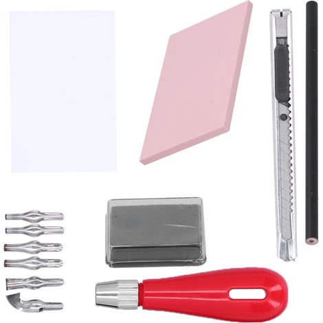 Carving Rubber Stamp Kit Block Printmaking Printing Mixed Set with Cutter Tools Art Supplies (1/5)