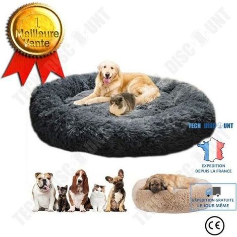Lit moelleux rond - Deluxe - Extra large - Lavable - 100x100cm - Gris (1/2)