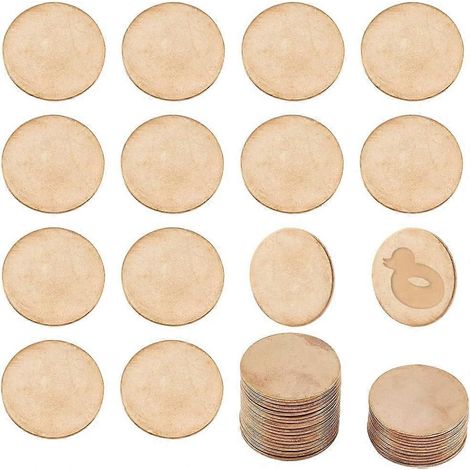 30 disques vierges en laiton de 25 mm (1 pouce) pour estampage, étiquettes métalliques rondes dorées, disques vierges pour la fabrication de bijoux ( ) (1/4)