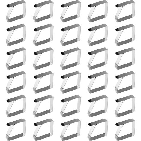 Lot de 30 Pinces à Nappe en Acier Inoxydable, Pince Nappe Table Anti-Glissant, 5 x 4 cm, pour Jardin Restaurant Pique-Nique Mariage Fête, Argenté (1/5)