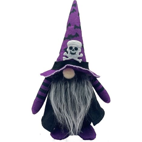 Gnome Halloween - Décoration En Peluche Pour Intérieur Et Extérieur - Hauteur 23 cm Ou 30 cm - Lot De 4 Gnomes Thème Araignée Sorcière Chauve-Souris - 1 Pièce (1/5)