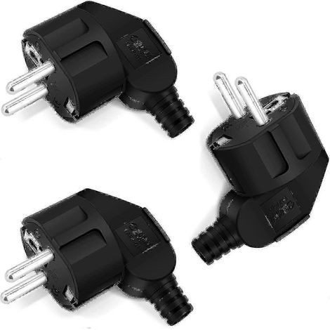 Lot de 3 prises coudées aux normes allemandes, compatibles avec les appareils électroniques de cuisine et de bureau. (1/5)