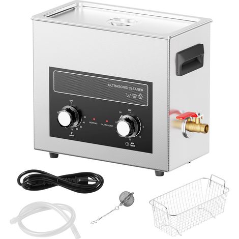 Nettoyeur Ultrasonique 6L avec Chauffage et Minuterie, 180W, Panier Inclus, pour Bijoux, Lunettes, Pièces et Outils (1/5)