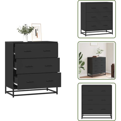vidaXL Buffet noir 68x35x76 cm bois d'ingénierie et métal (1/5)