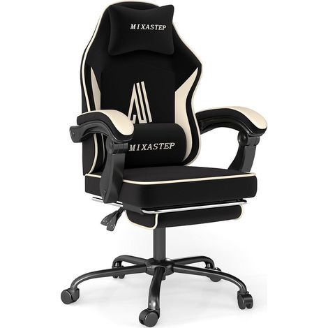 NSMAZXO Gaming Stuhl Fußstütze Kopfstütze Lendenkissen 130kg Ergonomisch (1/5)
