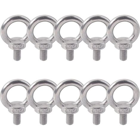 FOREHILL Anneau De Levage 304 Acier Inoxydable Filetage Mâle Boulon À Oeil M5X10 Boulon Vis Machines Épaule Levage de Poids Marin Boulons 10 PCS (1/5)