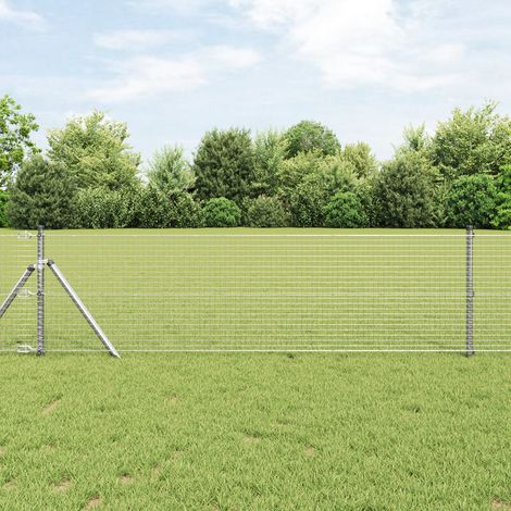vidaXL Welded Wire Fence 2500 x 40 cm Hot Dip Galvanized Silver