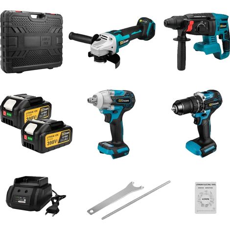 Ensemble d'outils électriques, moteur sans balais, fonctions 4-en-1, 2 Batterie (1/2)