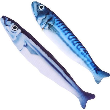 Set mit 2 künstlichen, fischförmigen Katzenspielzeugen (1/3)