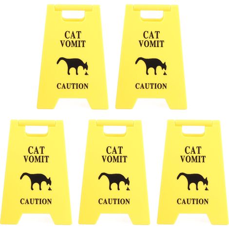 Panneau de vomi de chat, 5 pièces, drôle, étanche, longue durée, en plastique ABS, avertissement pour animaux de compagnie, vomissements, 2.64X3,94 pouces (1/5)