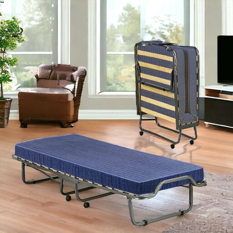 Talamo Italia - Letto pieghevole Ada, Lettino salvaspazio, Brandina 100% Made in Italy, con imballo rinforzato, Materasso 200 cm incluso, 80x200h40 cm, rete 15 doghe