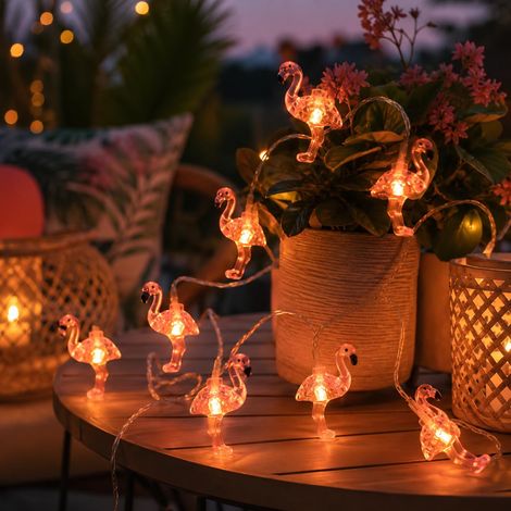 Guirlande lumineuse d'été hawaïenne, 3 m, 20 LED, guirlande lumineuse tropicale, flamant rose, convient pour les fêtes hawaïennes en intérieur et en extérieur, fête d'été, décoration de (1/5)