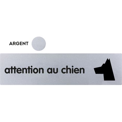Plaque de porte Attention au chien - Classique argent 170x45mm - 4320168 (1/2)