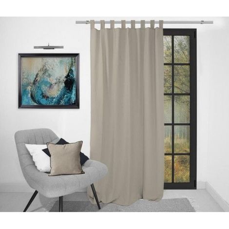 Rideau à pattes en microfibre lavée 135x250 cm BOHEME lin, par Soleil d'Ocre (1/3)